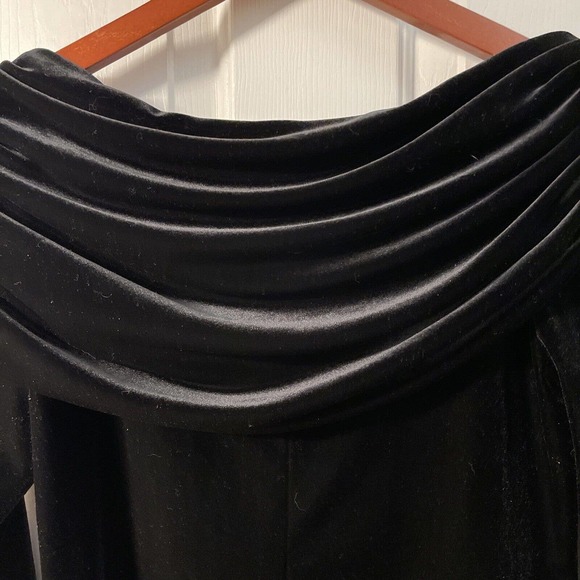 Xscape Joanna Chen Sz Small Blk Velvet Rhinestone Pin Evening Top Shawl Collar - Picture 7 of 8